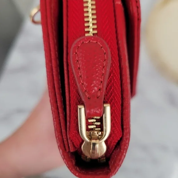Valentino Red Leather Wallet with Textured Finish